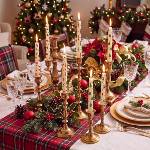 Image of Threlaco 6 Pcs Christmas Taper Candles Set, 9.8 Inch Gingerbread Nutracker