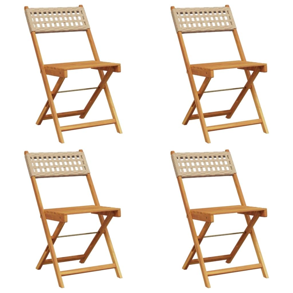 Chaises de jardin pliantes en bois massif et rotin beige gain de place