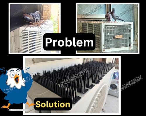 Image of CHANCEUX Anti Bird Plastic Spikes Black (5 pcs Set) for AC Balconies Window Home Protection from Pigeon Dog Monkey Crow Kabootar -Area Covers 5 FT - kabutar Control Scare Repellent Balcony Railing