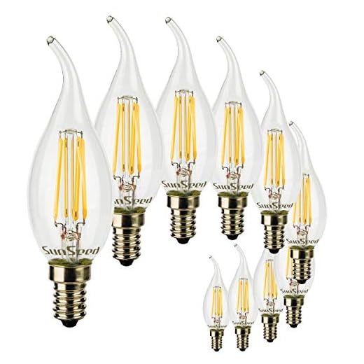 SunSeed 10x Ampoule Filament LED Flamme E14 5W équivalent 50W Blanc Chaud 2700K