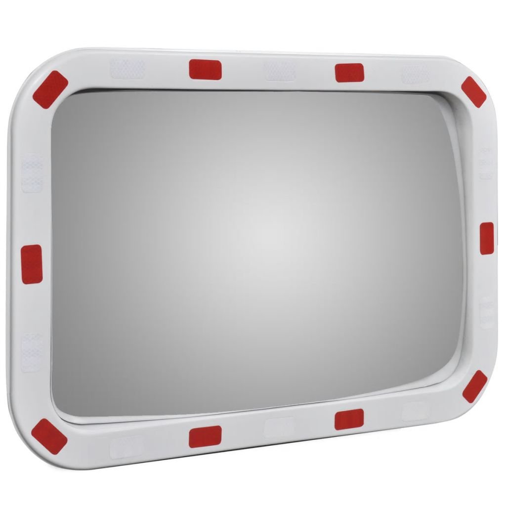 Tidyard Miroir de circulation avec réflecteurs - Convexe - Carré - Miroir d'observation - Miroir de sécurité convexe - Miroir panoramique - Miroir de surveillance pour les garages encombrés, les