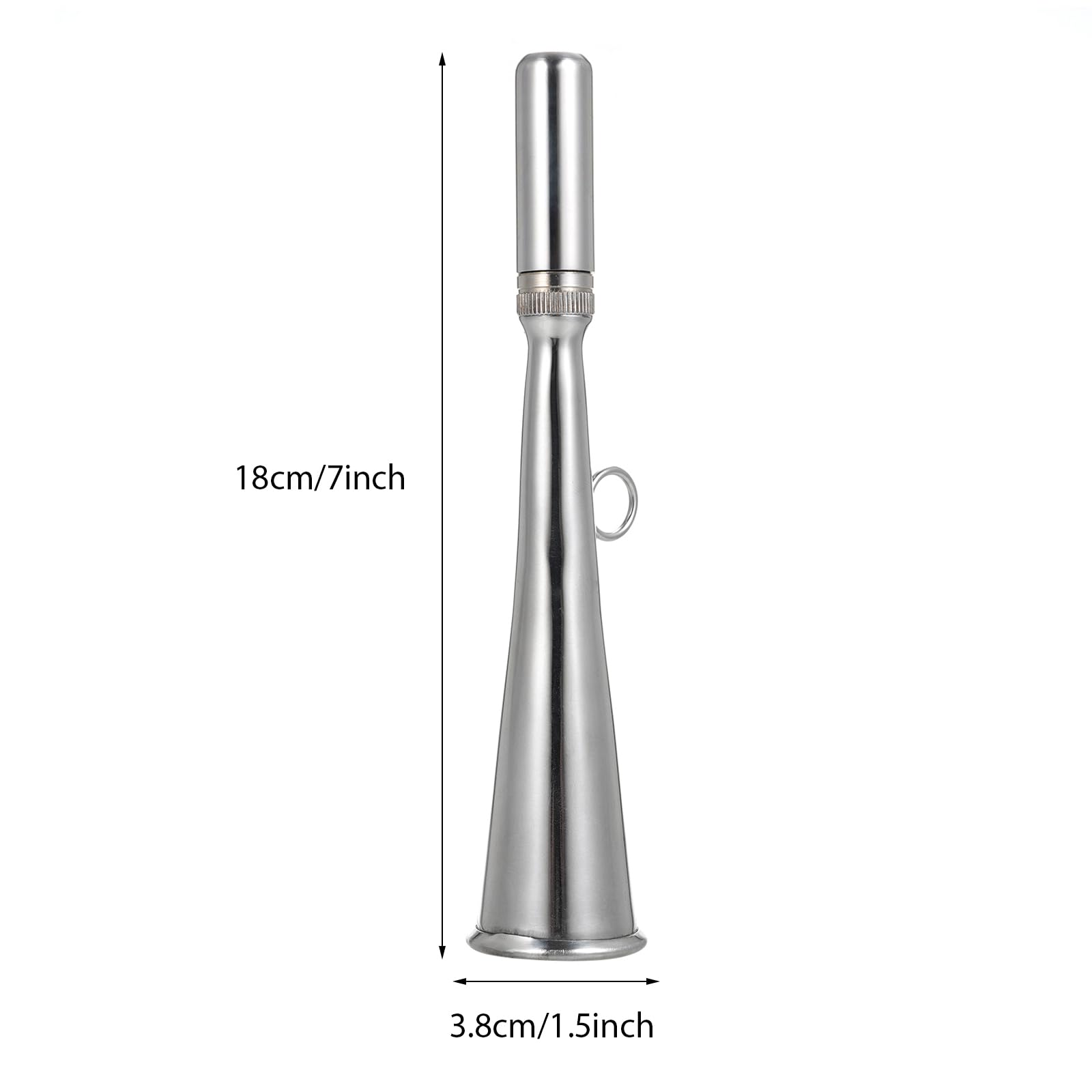 Handheld Foghorn Stainless Steel Boat Air Horn Portable Boat Fog Horn with Removable Mouthpiece for Yacht Marine Safety and Communication Silver