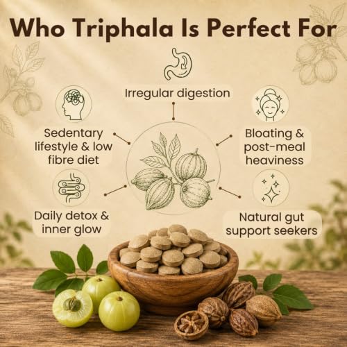 Image of Earthen Story Certified Organic Triphala Tablets (120) | Lab Tested for 180+ Pesticides | Amla, Haritaki & Bibhitaki for Digestion, Gut Detox & Daily Wellness | Vegan, Non-GMO