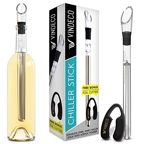 Vindeco Premium Wine Chiller Stick - 3-IN-1 Stainless Steel Wine Bottle Chiller Stick