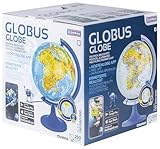 DONAU Globe terrestre/Diamètre 250 mm/Carte politique/Lumineux/Lampe LED/Pivotant/Décoration éducative/Application interactive Multiglobear/Pour l'école, la maison et Le bureau
