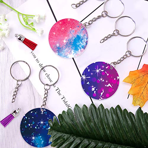 Duufin 120 Pcs Acrylic Transparent Circle Blanks Keychain Tassels Set Including 30 Pcs Acrylic Circle Disc(2 inches) 30 Pcs Key Rings with Chain 30 Pcs Jump Rings and 30 Pcs Craft Tassels - Thumbnail 6