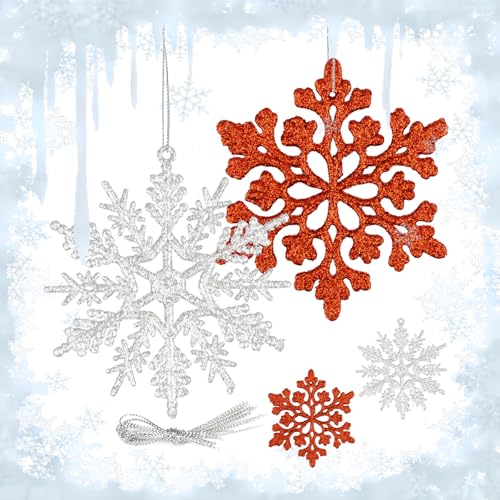 24 Stück Schneeflocken Deko Weihnachten, Christbaumschmuck,...