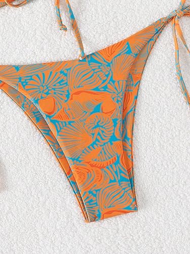 SHENHE Women's Strapless 2 Piece Tropical Swimsuit Drawstring Tie Side Bandeau Bikini4