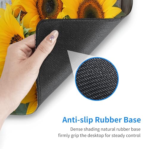 Image of Vintage Sunflower Wood Extended Gaming Mouse Pad, with Stitched Edges Large Mouse Pad Desk Protector, Rubber Base Mousepad Keyboard Mouses Mat for Work Game Office Home- 32 inch X 12 inch Inch,E853