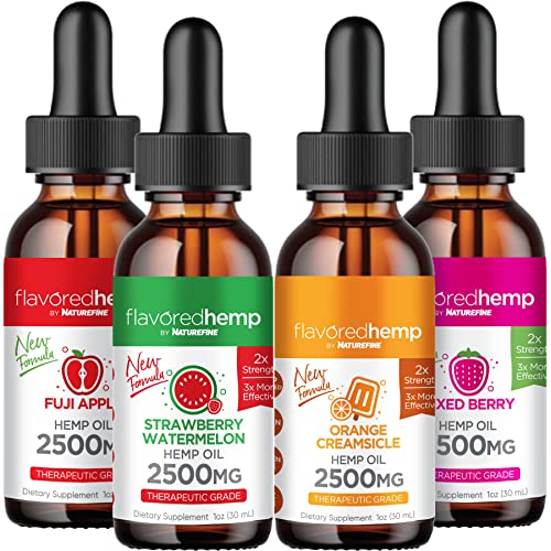Hemp Oil Extract - 4 Pack - Berry, Orange Creamsicle, Fuji Apple & Strawberry Melon 2500mg of Organic Hemp Extract - Grown & Made in USA - 100% Natural Hemp Drops -Helps with Sleep, Skin & Hair Hemp Oil Extract - 4 Pack - Berry, Orange Creamsicle, Fuji Apple & Strawberry Melon 2500mg of Organic Hemp Extract - Grown & Made in USA - 100% Natural Hemp Drops -Helps with Sleep, Skin & Hair