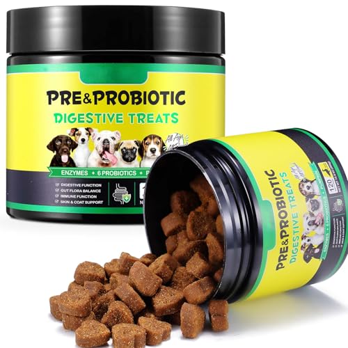 FVVSIEDK Probiotique Chiens, 120 Bouchées, Soutient la Santé Intestinale et Digestive, Le Fonctionnement Immunitaire, Ainsi Que la Santé de la Peau et du Pelage