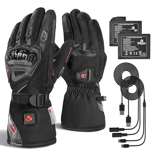 IRON JIA'S Guantes Calentados Moto Invierno Hombre Nuevo 2025 Puerto de Carga USB de 3000mAh Cable de Carga 2 en 1 Pantalla Táctil Impermeable y Cortavientos Ciclismo Senderismo Esquí XL