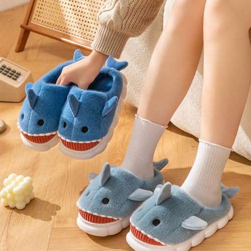 Premium Comfort Thermal Fashion Cute Plush Shark Non Slip Men's Fuzzy House Slippers Inddor Soft Warm Furry Shoes2