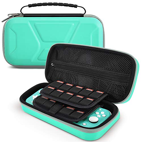 Preisvergleich Produktbild TiMOVO Kompatibel mit Nintendo Switch Lite Hartschale Tragetasche, X-Form Verstärkte Aufbewahrungstasche mit Griff Fach für Switch Lite Konsole, Spielkarten und Zubehör - Türkis