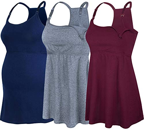 SUIEK Women's Nursing Tank Top Cami Maternity Bra Breastfeeding Shirts