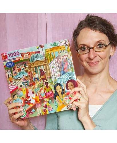 Image of eeBoo 1000 Piece Puzzle - Berlin Life Jigsaw Puzzle for Adults, Square 23 inch x 23 inch Made with Recycled Board & Vegetable-Based Ink