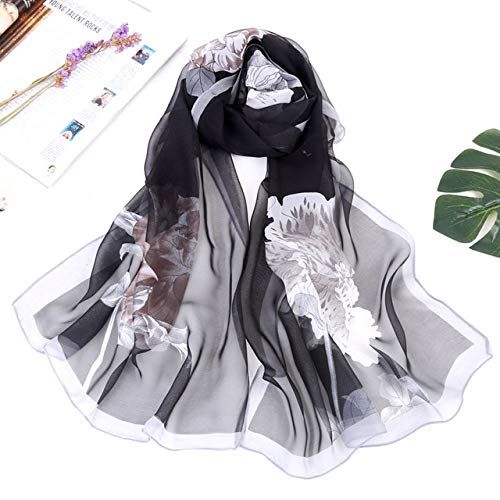 Preisvergleich Produktbild TXGLGWA Weibliche dünne weiche Sommer-Blumendruckschals für weibliche Schals Strandwickel Bandana Spring Echarpe 1