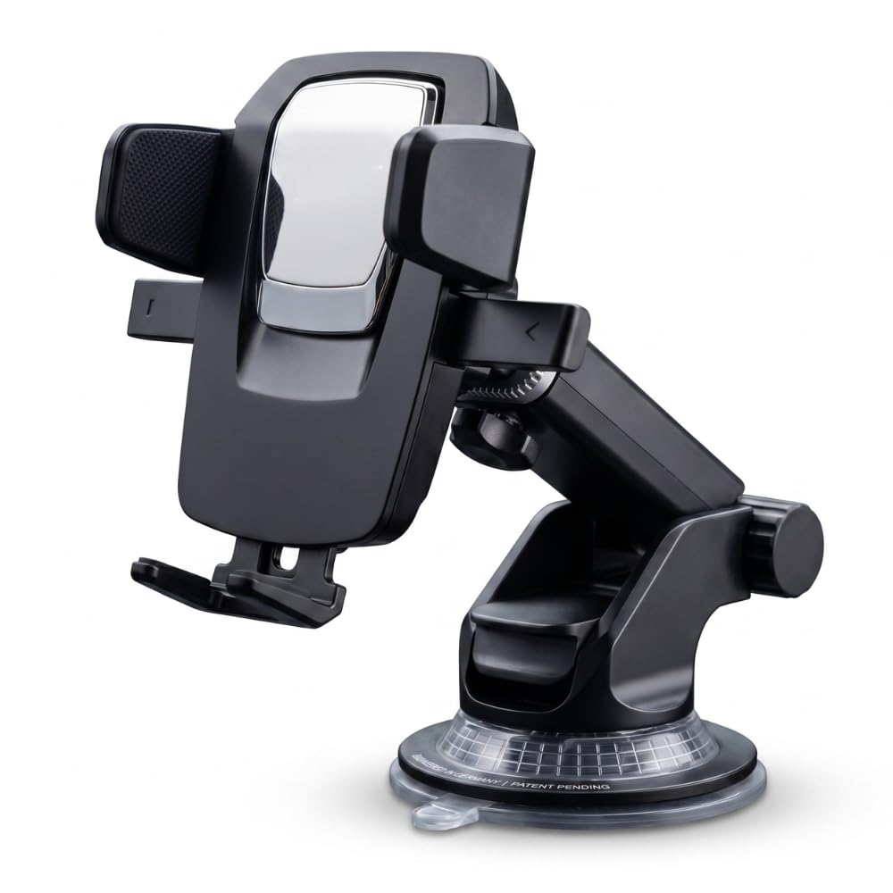 Suporte Celular Carro com Ventosa e Braco Extensor Ajustável – Rotação 360°, Trava