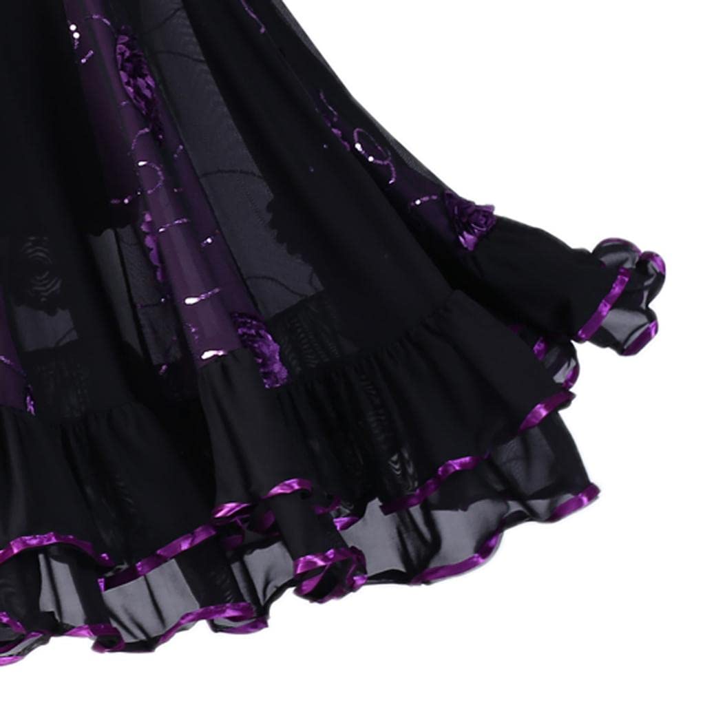predolo Latin Tanzkleid mit Geschwungenem Midirock Pailletten Verzierung Angenehm Dehnbarem Bund Und Modischem Flair für Veranstaltungen Tänzerinnen Bühne