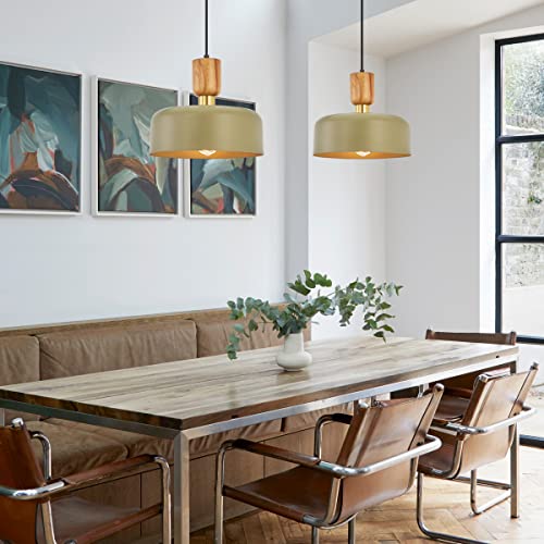 Tehenoo 2130P/G Contemporary Pendant Lighting,Large Pendant Lamp,Wood And Brass Accent,Adjustable Metal Hanging Light Fixture thumb #5