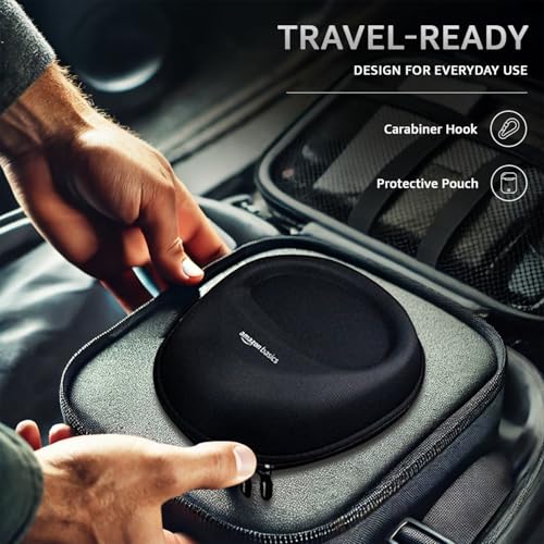 Image of Amazon Basics Hard Shell EVA Headphone Carrying Case for Universal Oversized Over-Ear Headset, Shockproof, Water Repellent, Anti-Pressure Portable Protective Pouch /Storage Bag, Black