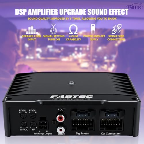 Image of FABTEC Car Android DSP 6 Channel Amplifier 70W RMS x 4 Speakers + 2 x TWEETERS + 1 SUBWOOFER Ultra Slim Mini Sound Booster for Car Android Stereo