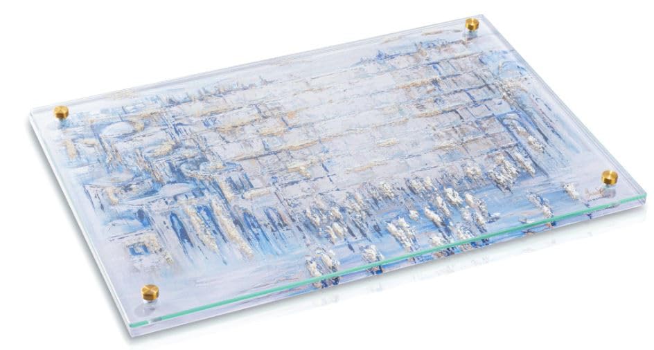 Tabla de cortar rectangular con diseño azul y dorado miniatura 1