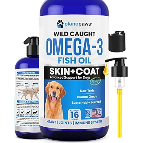 Omega 3 Fish Oil for Dogs - Better Than Salmon Oil for Dogs - Dog Fish Oil Supplement - Reduce Shedding & Itching - Supports Joints, Brain, Heart Health- Dog Skin and Coat Supplement - Fish Oil Liquid Cover