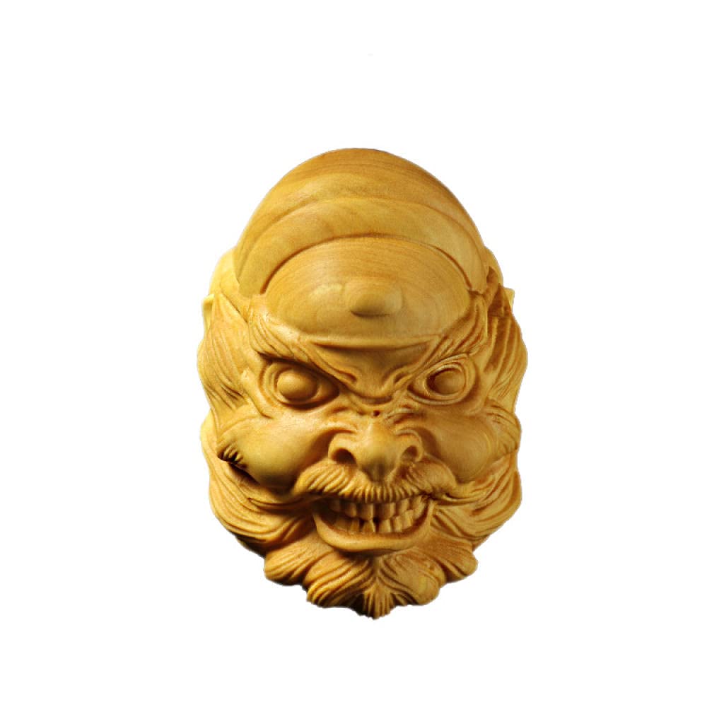 Creative Art Ornament Statue Sculpture Simple Modern Home Office Desk Outdoor Statues Boxwood Wood Carving Celestial Master Zhong Kui Handles Chinese-Style Home Accessories Pendants