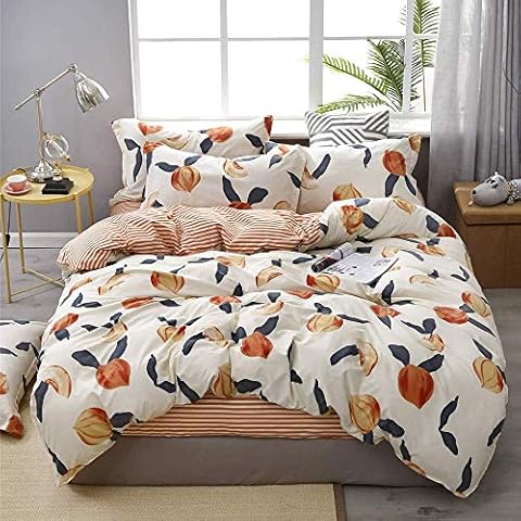 Homewish Peach Cartoon Duvet Cover Set Cover
