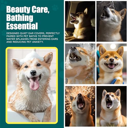 Image of Dog Calming Hoodie Quiet Head Cover Sleeves Double Layer Thickened Dog Ear Muffs Noise Protection,Dog Hematoma Ear Wrap, Dog Headband for Anxiety Relief for Bath, Thunderstorms