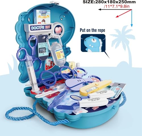 Image of Doctor Kit for Toddlers 2-7 Years Old - 18 Pcs Dinosaur Kids Doctor Play Set, Preschool Pretend Play Medical Kit with Carrying Bag, Toys for Age 2-7, Gifts for Boys Girls for Role Play