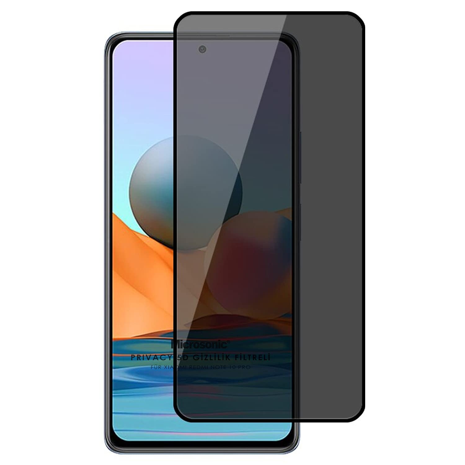 Microsonic Xiaomi Poco M3 Pro Privacy 5D Gizlilik Filtreli Cam Ekran Koruyucu Siyah [Poco M3 Pro ile Uyumlu Ekran Koruyucu]