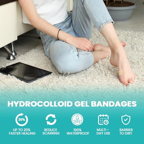 Image of Promifun Blister Bandages - 28 ct Hydrocolloid Cushions for Foot, Toe, Heel - Water Resistant Gel Pads for Prevention & Recovery, Bunion Pack