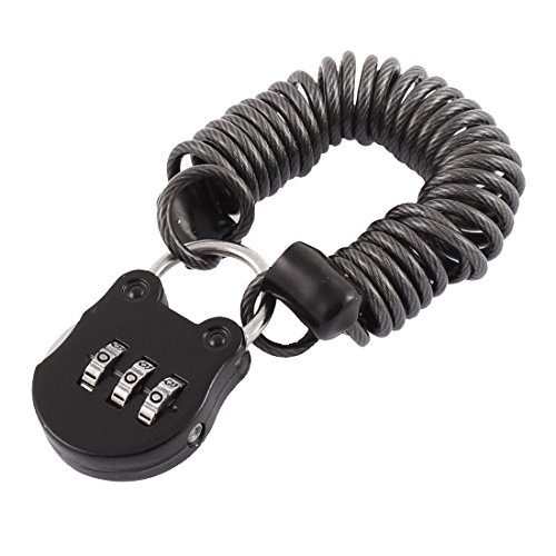 Image of Aexit Motorcycle Motorbike Padlocks & Hasps Anti-Theft Security Spring Cable Lock Combination Padlocks Reminder Black