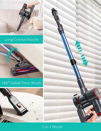 Image of Aspiron Cordless Vacuum Cleaner,550W /55KPA Stick Vacuum Cleaner for Home, LED Touch Display Screen, 2 Charging Ways,2 HEPA Filters, LED Headlight,Handheld Vacuum for Hard Floor, Carpets, Sofa, Car