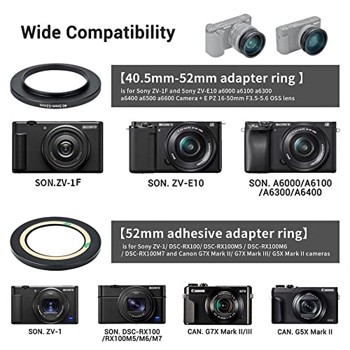 Image of PROfezzion 18mm HD Wide Angle Lens for Sony ZV-1F ZV-E10 II Canon G7X III | for Sony ZV-E10II ZVE10 ZV1F A6400 A6300 A6100 A6000 ZV-1 RX100 VII VI V Canon G7X Mark II III G5X Camera, No Vignetting