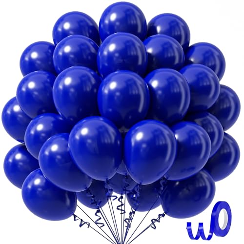 Image of Royal Blue Balloons 12 inch, Royal Blue Latex 50pcs Party Balloons | Graduation, Baby Shower, Wedding, Birthday Party Decorations