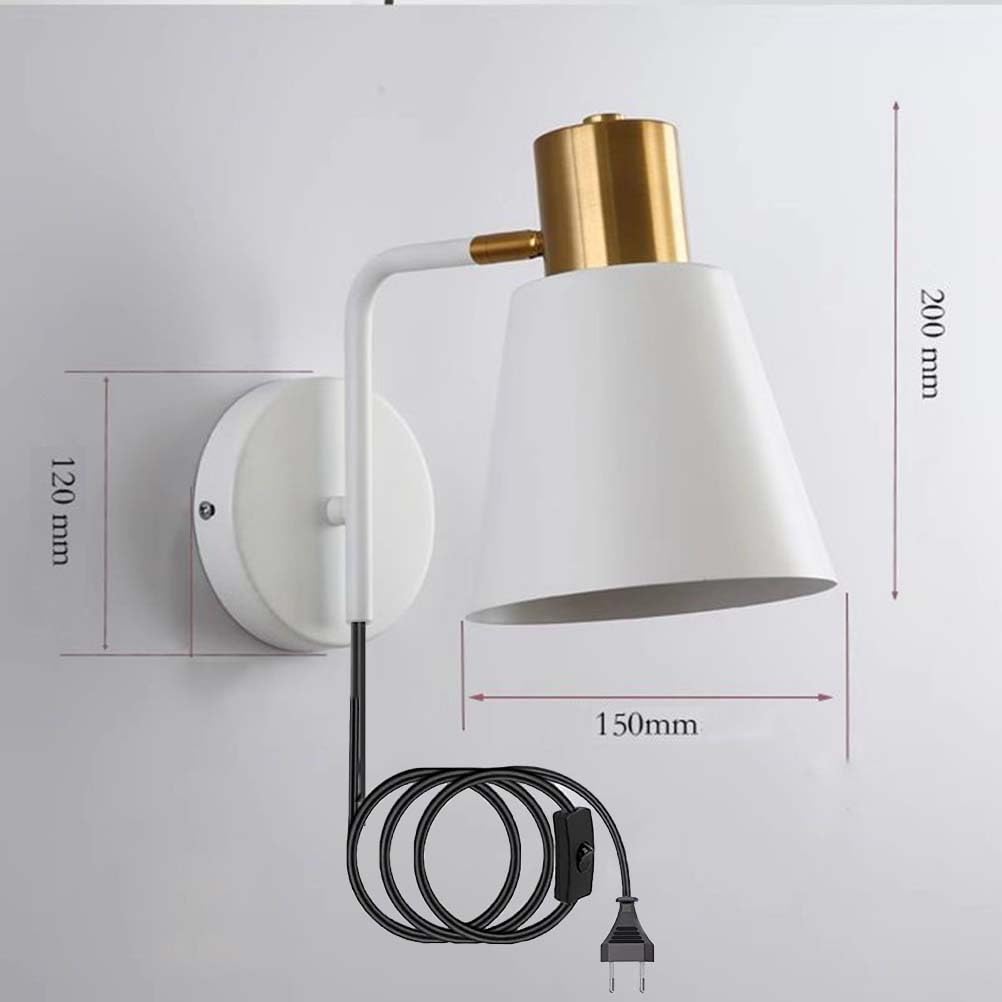 Kinkiet E27 w stylu vintage z przełącznikiem i wtyczką Kinkiet wewnętrzny Regulowana czarna lampa nocna w stylu industrialnym w stylu retro z kablem Lampka ścienna do czytania w sypialni, salonie, hot