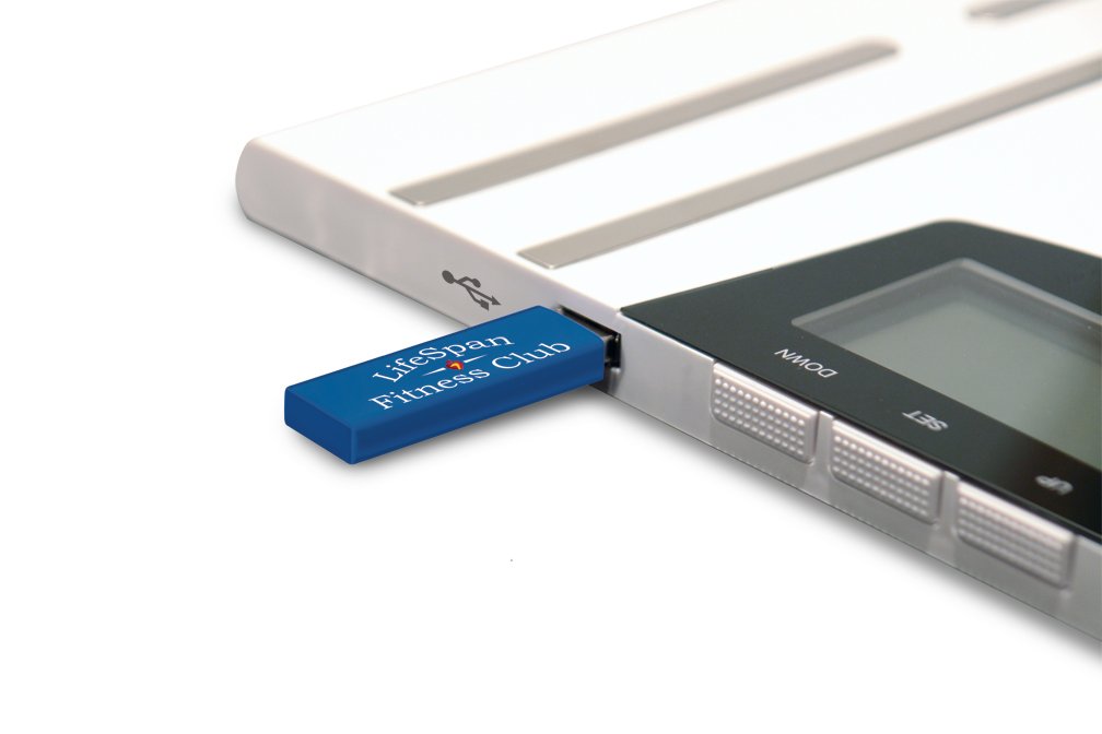 USB stick inserted into the side of the Lifespan DS1000i Digital Scale