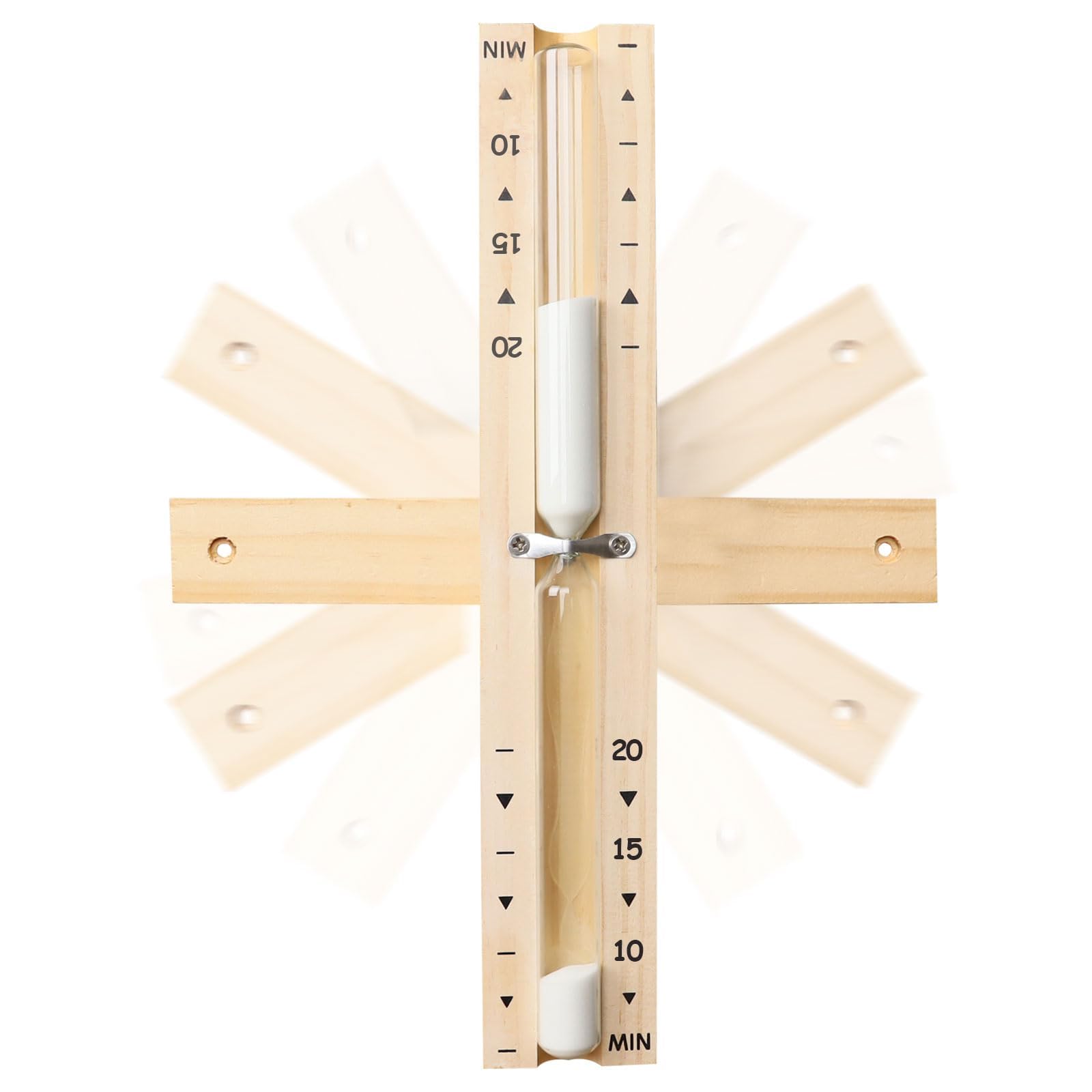 Sauna 20 Minute Hourglass Sand Timer,Rotating Sand Clock 20 Min,Reloj De Arena,Wooden White Sand Watch Hear Resistant Wood Hour Glass Sandglass for Sauna &SPA Room