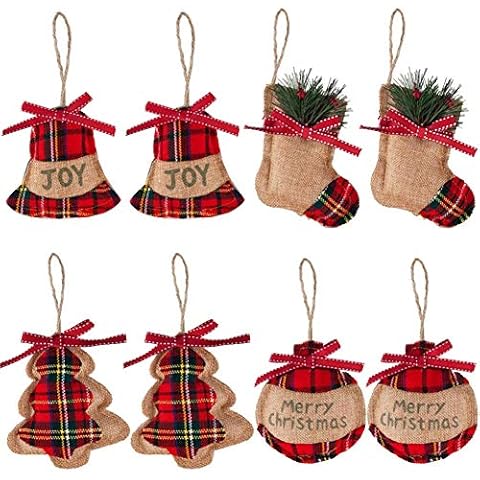 8 Piece Tartan Christmas Baubles Set Cover