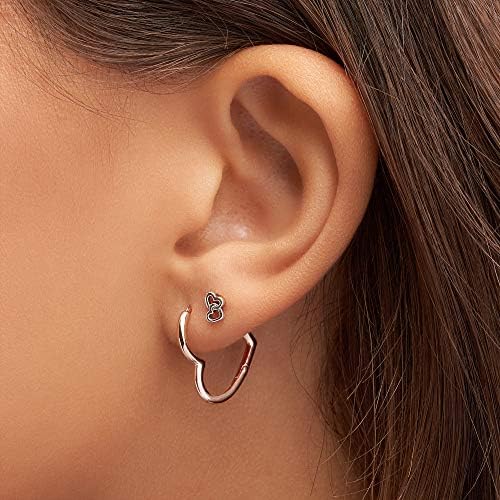 Pandora Moments Women's 14k Rose Gold-Plated Asymmetrical Heart Hoop Earrings