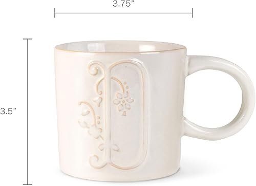 Miniatura 6 de FRINGE STUDIO Floral J Taza de cerámica, 14 fl oz, crema, 428036