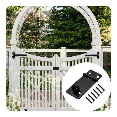 Image of 6PCS 2 Inch Padlock Hasp Latch, Black Iron Door Slide Bolt Lock Security Gate Clasp Hardware with Screws for Home Garden Yard Wooden Fence Cabinet Window Pet Cage