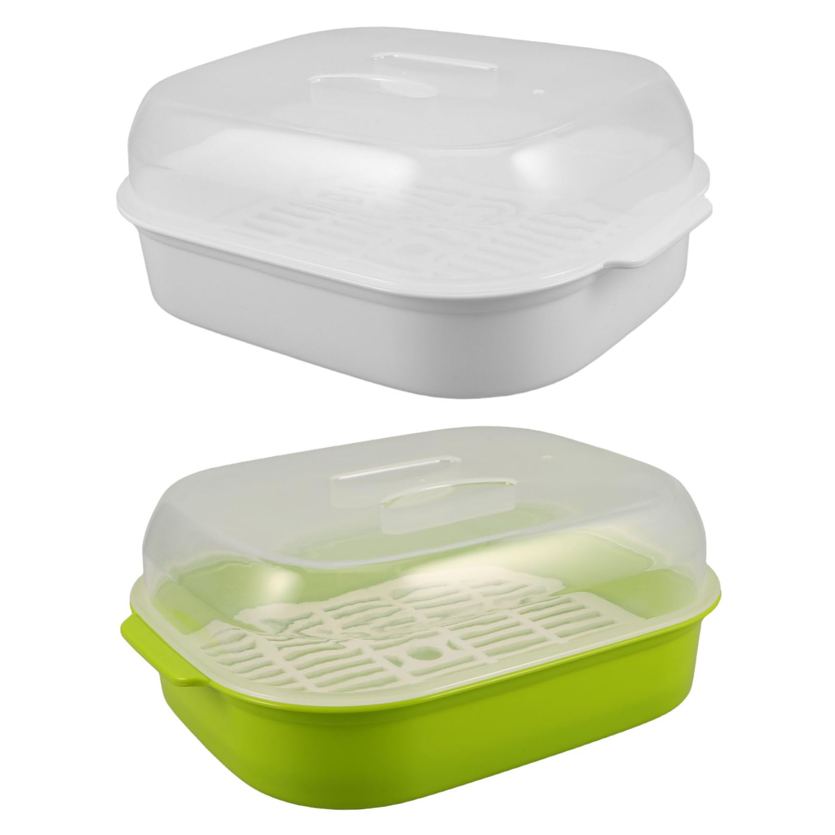 Toyvian 2 Stück Teiliges Mikrowellen-dampfgarer- Hitzebeständiger Kunststoff-dämpfeinsatz mit Abnehmbarem Gestell Großer Fassungsvermögen Gemüse Fischdämpfer Multifunktional als Sieb und