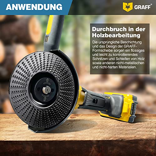 GRAFF Muela Amoladora 115 mm - Disco Madera Amoladora para Tallar y Moler Madera, Madera Blanda, Madera Dura - Disco Desbaste Madera de Carburo de Tungsteno para Amoladoras Angulares - imagen 6