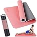BAKAJI Tappetino Yoga in TPE Ecologioco Doppio Strato Antiscivolo Alta Densità Materassino Tappeto Allenamento Fitness Aerobica Palestra Ginnastica Dimensione 180 x 61 cm con Custodia (Rosa / Grigio)
