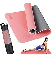 BAKAJI Tappetino Yoga in TPE Ecologioco Doppio Strato Antiscivolo Alta Densità Materassino Tappet...