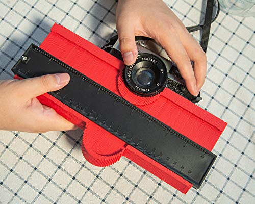 Plastic Contour Gauge 10 Inch - Profile Gauge Measure, for Precise Measurement Tiling Laminate Wood Marking Tool For Perfect Fit and Easy Cutting, Perfect Gift for Dad Men Husband (Red) - Thumbnail 5